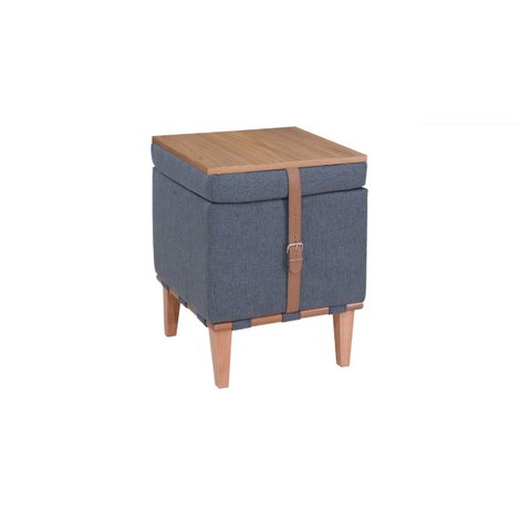 Puff Flex Baú Mesa de Centro 3 em 1 Quadrado Linho