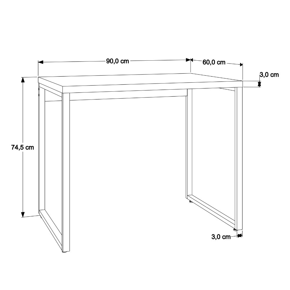 Mesa Para Escritório Office Estilo Industrial 0,90m Kuadra - 6