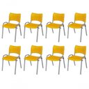 Ver imagem 1 de Cadeira Iso Base Cinza Escola, Escritório Amarelo Kit 8 Un