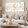Kit 3 Quadro Decorativo Sala Flores Floral Branco Aquarela Qualidade Premium Luxo 40x28cm - 3