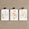 Kit 3 Quadro Decorativo Sala Flores Floral Branco Aquarela Qualidade Premium Luxo 40x28cm - 2