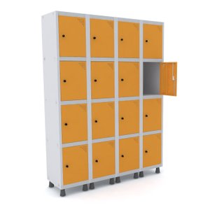 ROUPEIRO DE AÇO 4M 16 PORTAS PITÃO PANDIN - CINZA/LARANJA