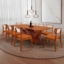 Ver imagem 1 de Conjunto Sala de Jantar Mesa Venus Tampo 220cm Laminado Barril e 8 Cadeiras Viena
