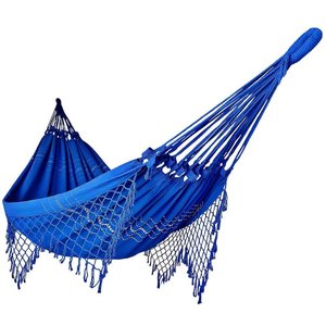 Rede de Dormir Descanso Casal 3,80m X 1,50m Algodão Premium Azul Royal