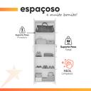 Ver imagem 5 de Armário Multiuso Alto Sapateira Organizadora 2 Portas com Chave 4 Prateleiras Sala de Estar Branco