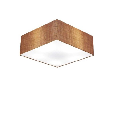 Plafon Quadrado Vivare Md-3001 Cúpula em Tecido 12/35x35cm - Bivolt - Palha - Bivolt