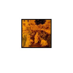 Quadro Leonardo da Vinci A Adoração dos Magos c/Vidro:Preto