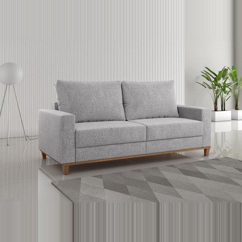 Sofá Living 3 Lugares 180cm Linhão Livia Cinza Nanquin