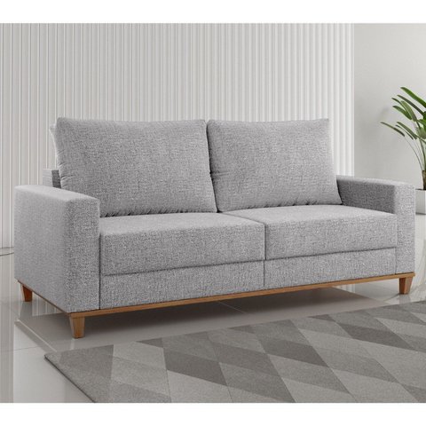 Sofá Living 3 Lugares 180cm Linhão Livia Cinza Nanquin