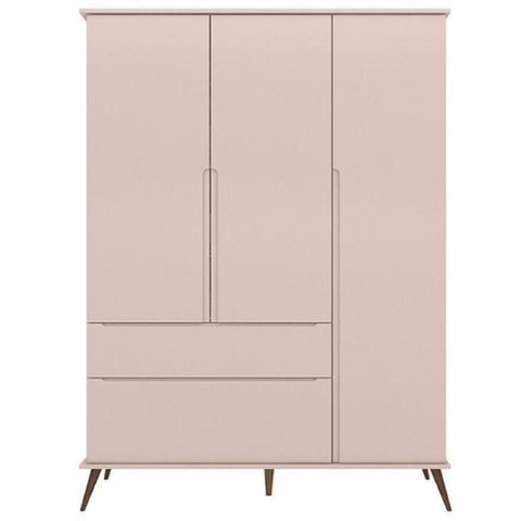 Guarda-Roupa Roupeiro Meli 3 Portas Infantil/ Juvenil Pés Palito 100% MDF Rosê