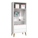 Ver imagem 3 de Jogo de Quarto Infantil Theo Retrô Guarda Roupa 2 Portas e Cômoda 1 Porta Branco com Pés Amadeirado