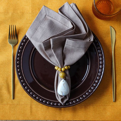 Kit Jogo Americano 6 Lugares Mesa Posta Cor Mostarda 52x36cm