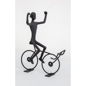 Escultura Decorativa Ciclista em Resina Preto 18cm Na0901 Btc