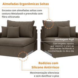 Sofá Cama Retrátil e Reclinável 180cm Madri Movenzo Estofados Corino - 4