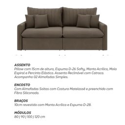 Sofá Cama Retrátil e Reclinável 180cm Madri Movenzo Estofados Corino - 12