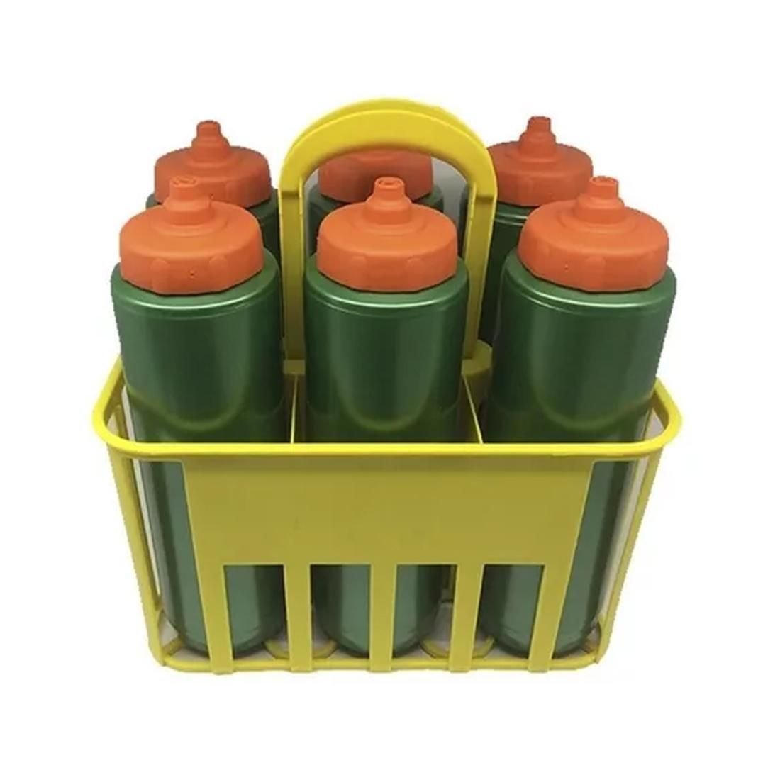 Kit Porta Squeeze Amarela com 6 Squeeze S/ Logo Verde Laranja Rythmoon - 1