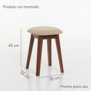 Ver imagem 3 de Banqueta em Madeira Maciça Assento Estofado Onix