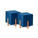 Ver imagem 1 de Kit 02 Puffs Decorativo Quadrado em Suede Cor Marinho