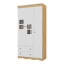 Ver imagem 2 de Guarda-roupa Infantil 92cm com Vidro 3 Portas e 2 Gavetas Serena Multimóveis Mp4431 Madeirado/
