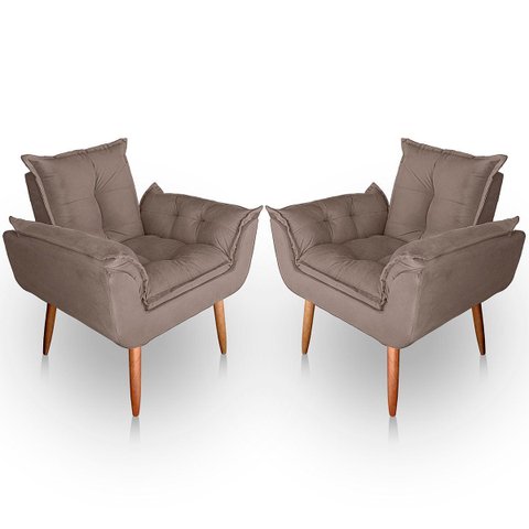 Kit 02 Poltrona para Sala e Quarto Decorativa Opala Suede