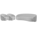 Ver imagem 1 de Kit Sofá 3 Lugares 200cm e 2 Poltronas Orgânica Luxo Recepção Amore Linho Cor Cinza Claro