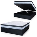 Ver imagem 1 de Cama Box Baú Casal Queen Colchão com Molas Ensacadas 158x198x63cm Dunas Branco/preto Hellen