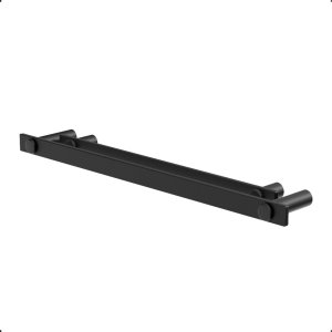 Porta Toalha Duplo para Banheiro Toalheiro Suporte 60cm Grego Metal Preto Fosco Modelo Patmos