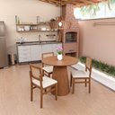 Ver imagem 1 de Conjunto Mesa Cone Laminada Ø90CM + 3 Cadeiras Lyon Telinha Amêndoa Linho Bege