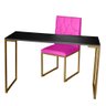 Kit Home Office Mesa Para Escritorio com Cadeira Malta Ferro Dourado Suede Pink - Móveis Mafer - 1