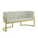 Ver imagem 1 de Sofá Namoradeira Bouclê 2 Lugares Moderna Base Metal Gold Cor:bege
