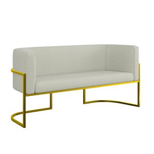 Sofá Namoradeira Bouclê 2 Lugares Moderna Base Metal Gold Cor:bege