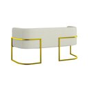 Ver imagem 5 de Sofá Namoradeira Bouclê 2 Lugares Moderna Base Metal Gold Cor:bege