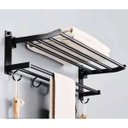 Ver imagem 2 de Aral Toalheiro Duplo Prateleira Roupa Toalha Utensilios Banheiro Lavanderia Gancho Multiuso