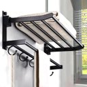 Ver imagem 5 de Aral Toalheiro Duplo Prateleira Roupa Toalha Utensilios Banheiro Lavanderia Gancho Multiuso