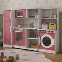 Ver imagem 1 de Cozinha Infantil de Madeira MDF para Crianças Pequenas com Geladeira e Máquina de Lavar:Rosa