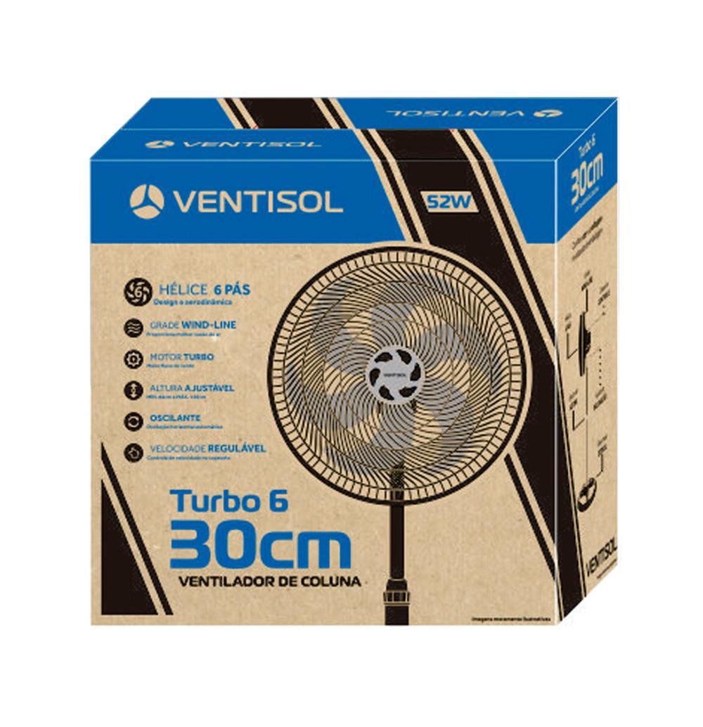 Ventilador de Coluna 30cm Turbo 6 Pás Ventisol 220v Preto - 5