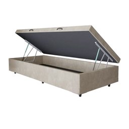 Base Box Baú Solteiro Santo Box Suede Bege 47x88x188 - 2