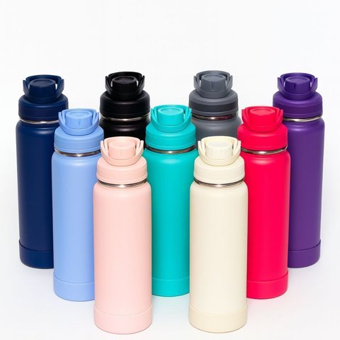Garrafa Térmica Ms-961 800ml - Duplamente Isolada a Vácuo, Base Emborrachada Anti Derrapante:Variado