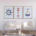 Ver imagem 3 de Kit 3 Quadros Decorativos Infantil | Fundo do Mar, Animais - Mini Sub NO2 - 40x60 - Moldura Madeira