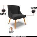 Ver imagem 7 de Kit 3 Cadeiras Decorativas Sala de Jantar Pés Palito de Madeira Veludo Preto/natural