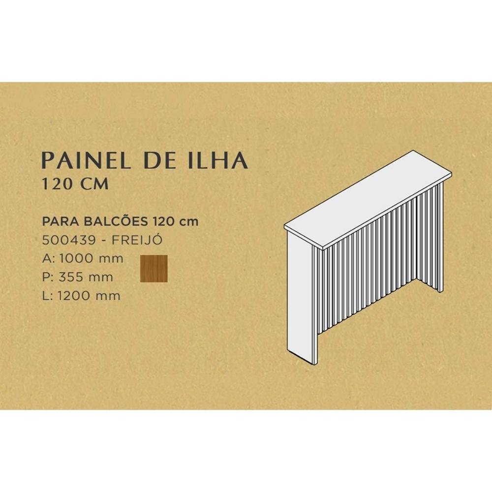 Balcão de Cozinha Painel Ilha Gourmet Imperatriz Ripado 120cm Freijó - Nesher - 3