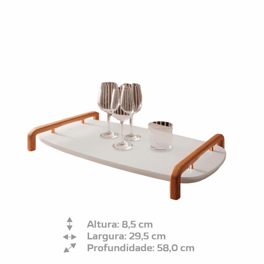 Bandeja Barcelona Decorativa Branco com Detalhes em Metal Cobre - 3