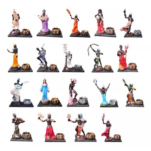Kit 19 Orixás da Umbanda Estatuetas Porta Vela Resina 15 Cm