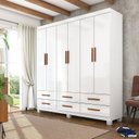 Ver imagem 1 de Guarda-Roupa 6 Portas 6 Gavetas com Pés Denver Branco