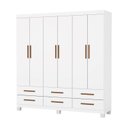Ver imagem 2 de Guarda-Roupa 6 Portas 6 Gavetas com Pés Denver Branco