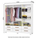Ver imagem 5 de Guarda-Roupa 6 Portas 6 Gavetas com Pés Denver Branco