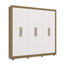 Ver imagem 1 de Guarda Roupa Casal 6 Portas com 3 Gavetas e Pés 232cm Cb04m569 Kappesberg - Nogueira/branco