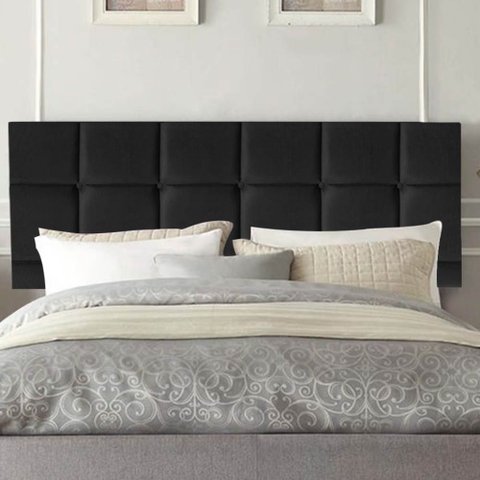 Painel Estofado Luxo Espanha 195cm King Size para Cama Box Corino Preto - Gat Magazine