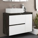 Ver imagem 1 de Gabinete de Banheiro 90cm com Cuba Ref 920 Cewal - Portoro/branco
