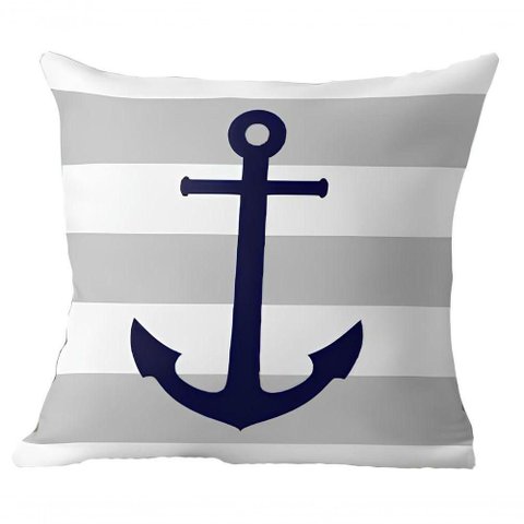Kit 4 Capas de Almofadas Azul Âncora Navegação Marítima